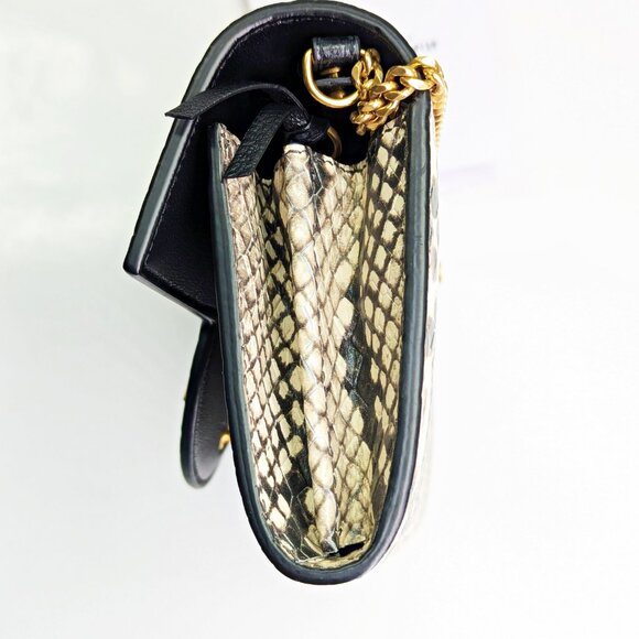 Balmain B-Buzz Snakeskin-Embossed Leather Gold Chain Clutch Wallet (MSRP $1,095) - Picture 7 of 16